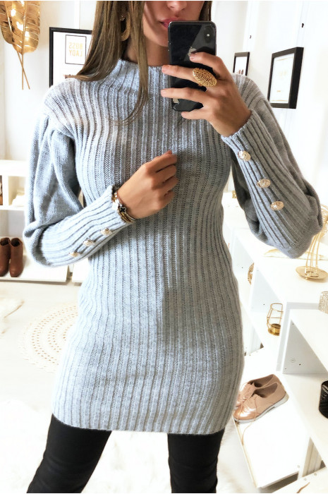 gray tunic sweater