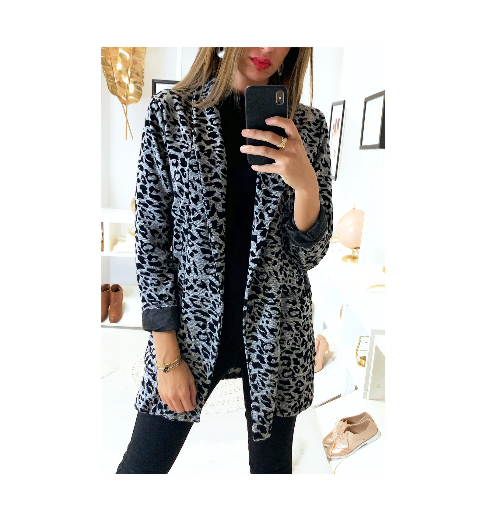 blazer leopard pas cher