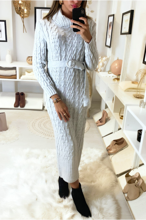 long grey sweater dress