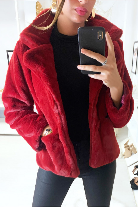 burgundy fur jacket