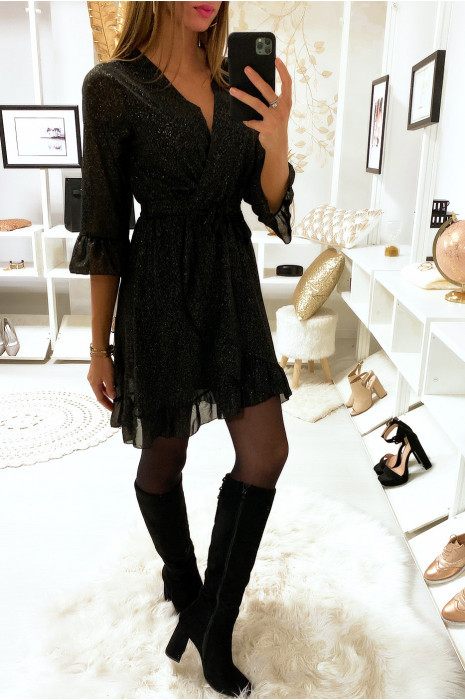 black wrap evening dress