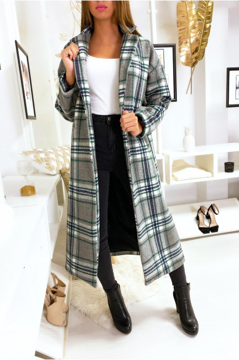 manteau carreaux long