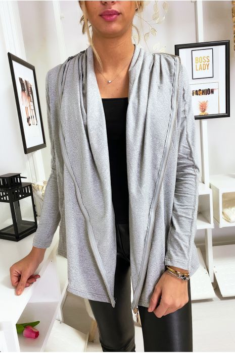 asymmetrical sweatshirt jacket