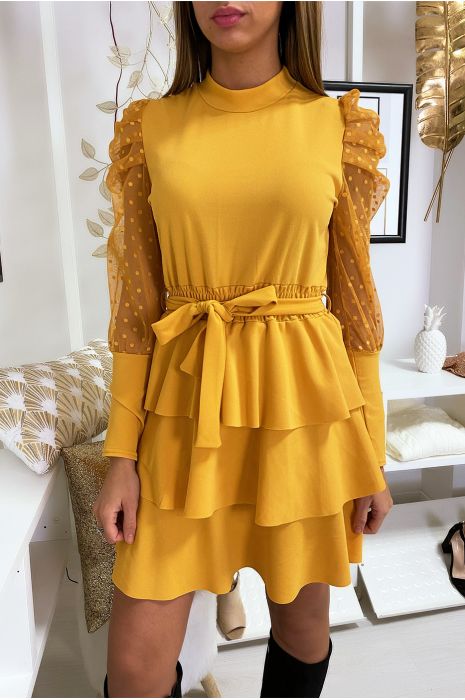 robe moutarde femme