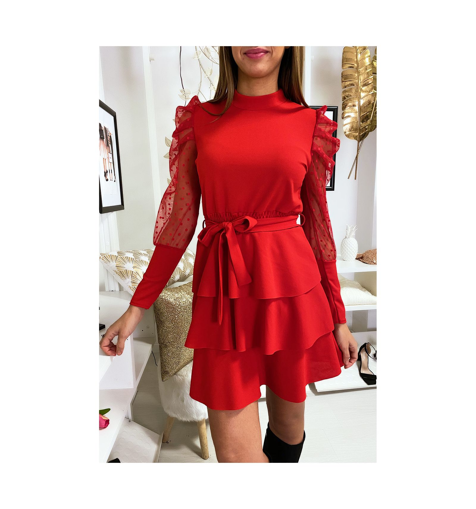 robe rouge a volant