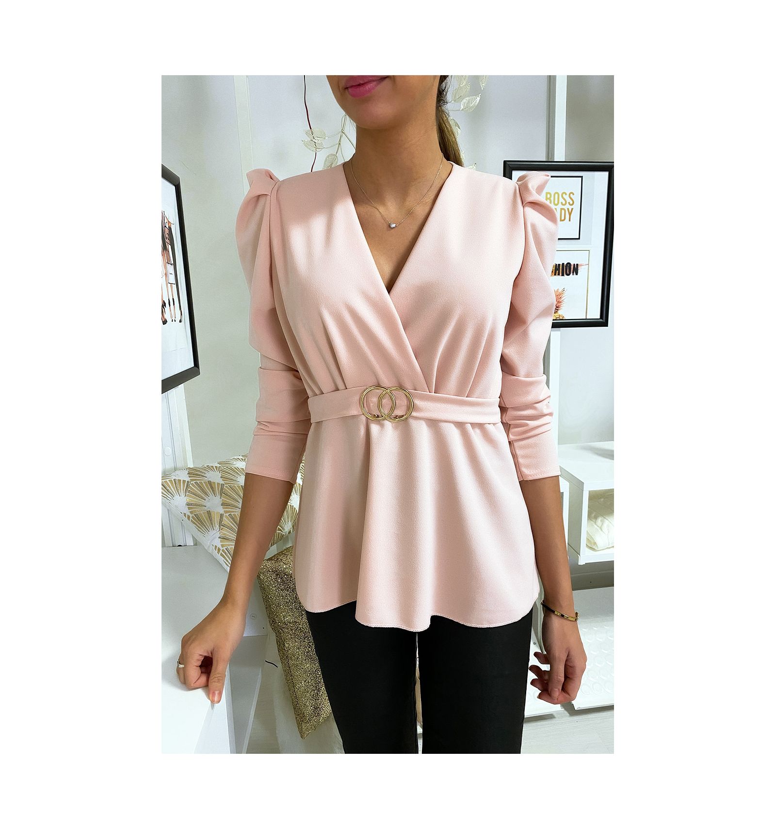 rose gold peplum top