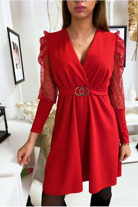 Location Robe rouge jupe plissée