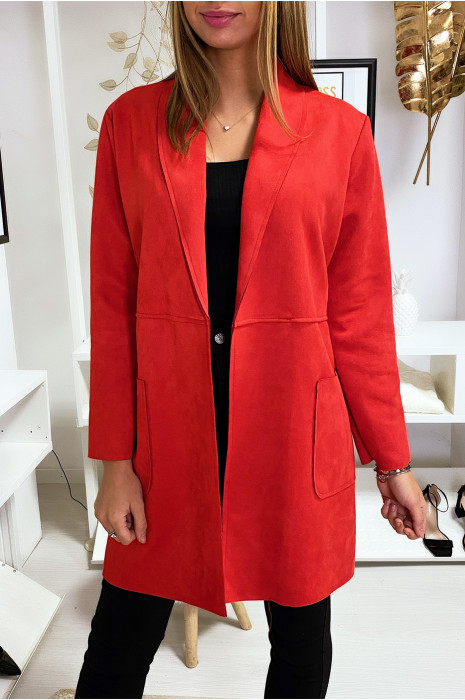 suede red suit