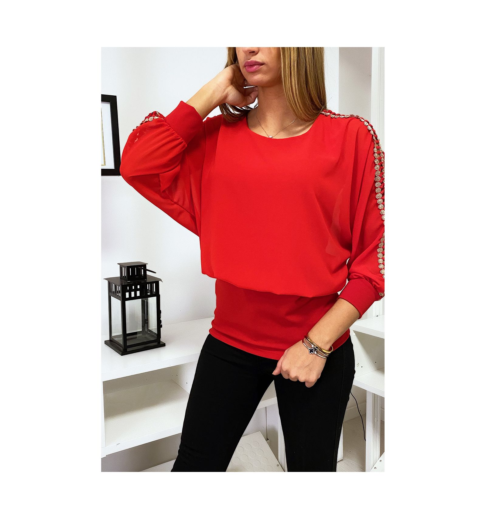 red batwing top