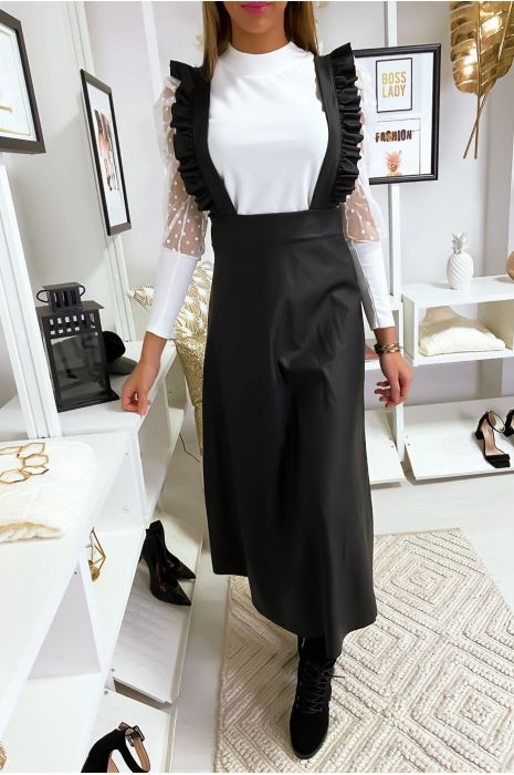 Robe simili cuir bretelle Clearance