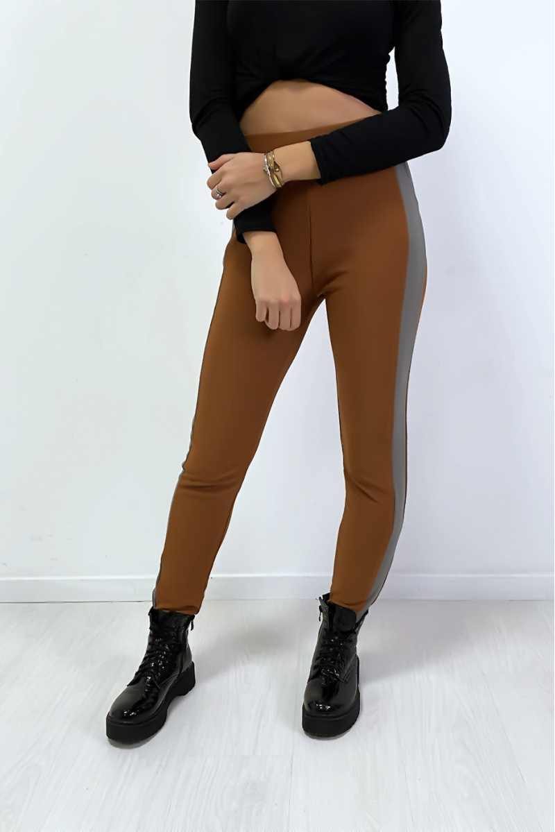 Jogging camel avec bande anthracite et poche Jogging camel avec bande anthracite et poche