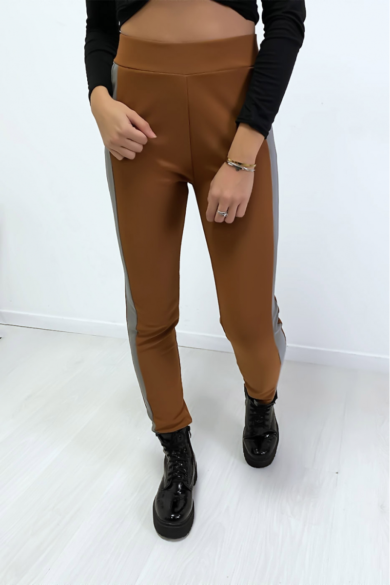 Jogging camel avec bande anthracite et poche Jogging camel avec bande anthracite et poche