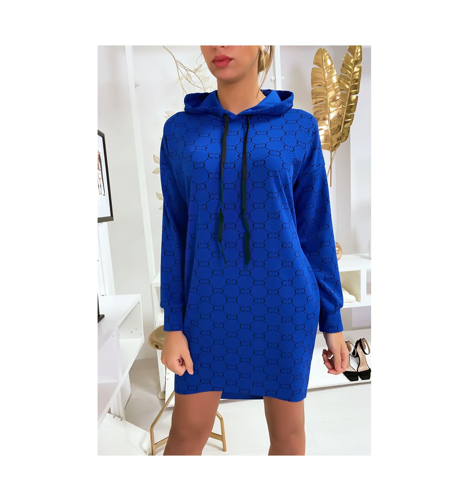 bright blue sweater dress