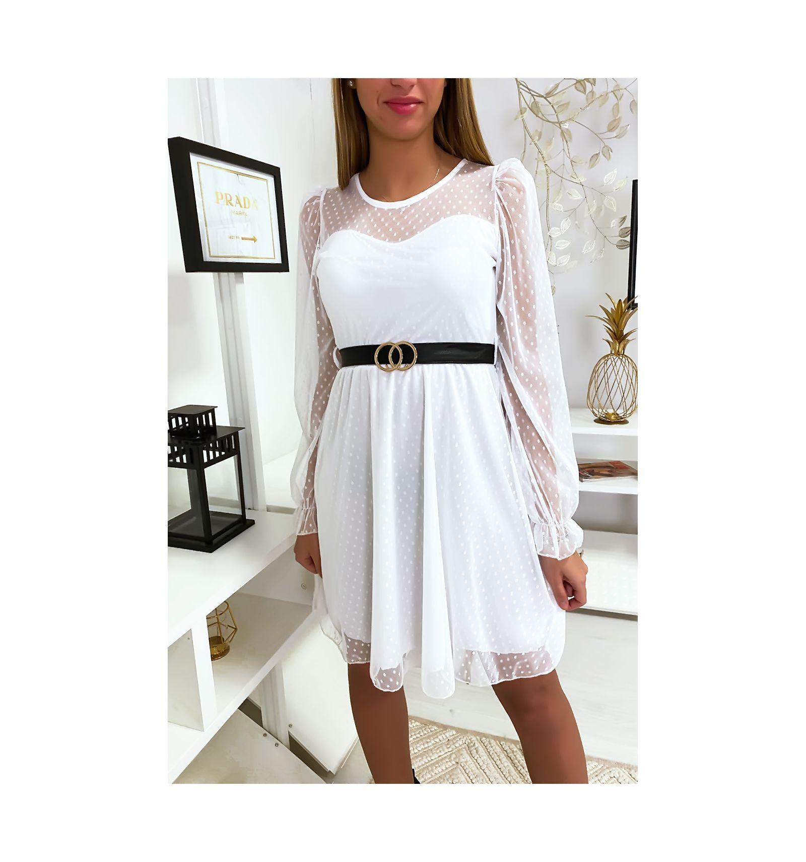 robe blanche plumetis