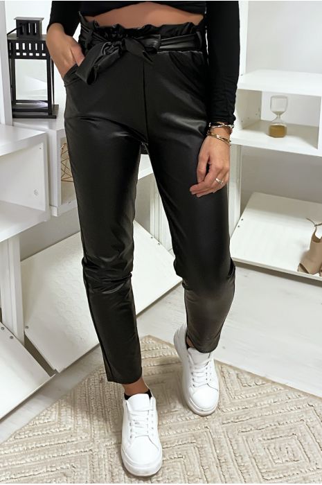 pantalon simili cuir avec poche