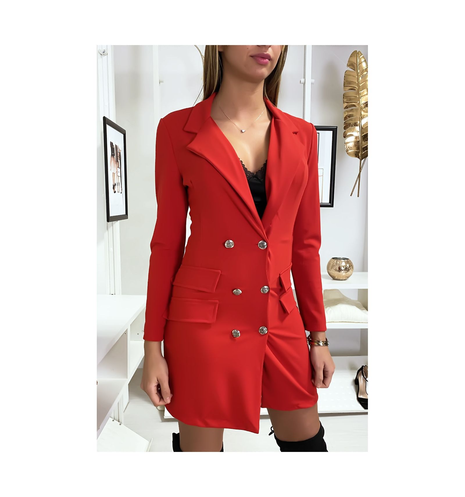 robe rouge blazer