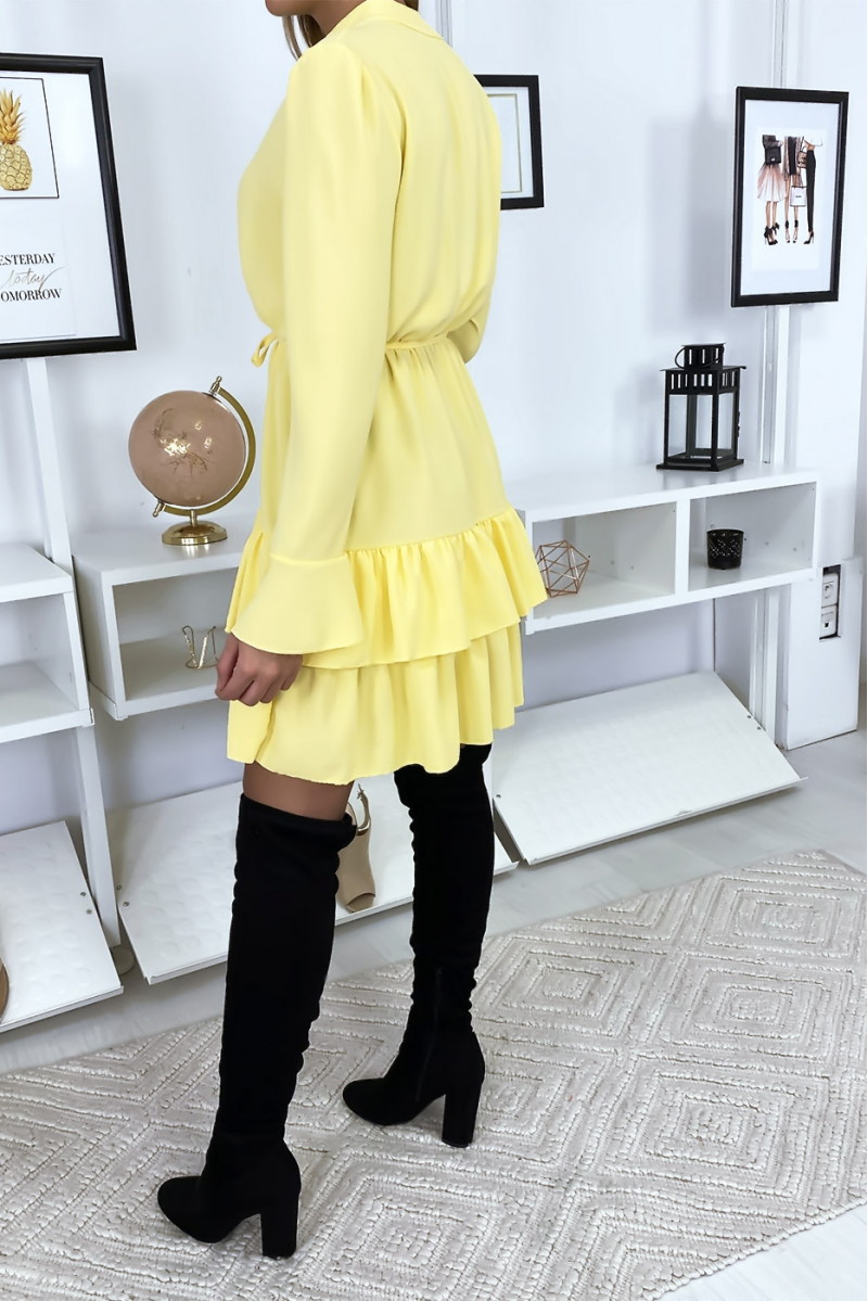 Robe jaune fluide à volants Robe jaune fluide à volants