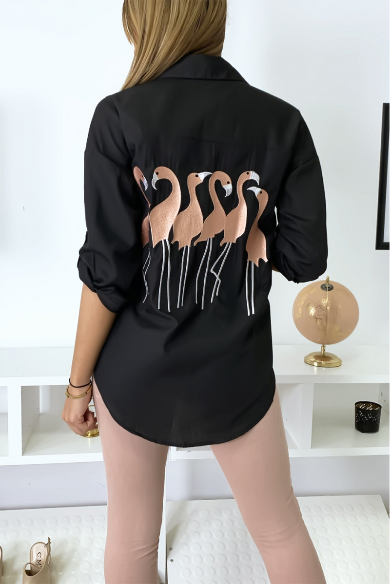 Chemise noir flamands roses Chemise noir flamands roses