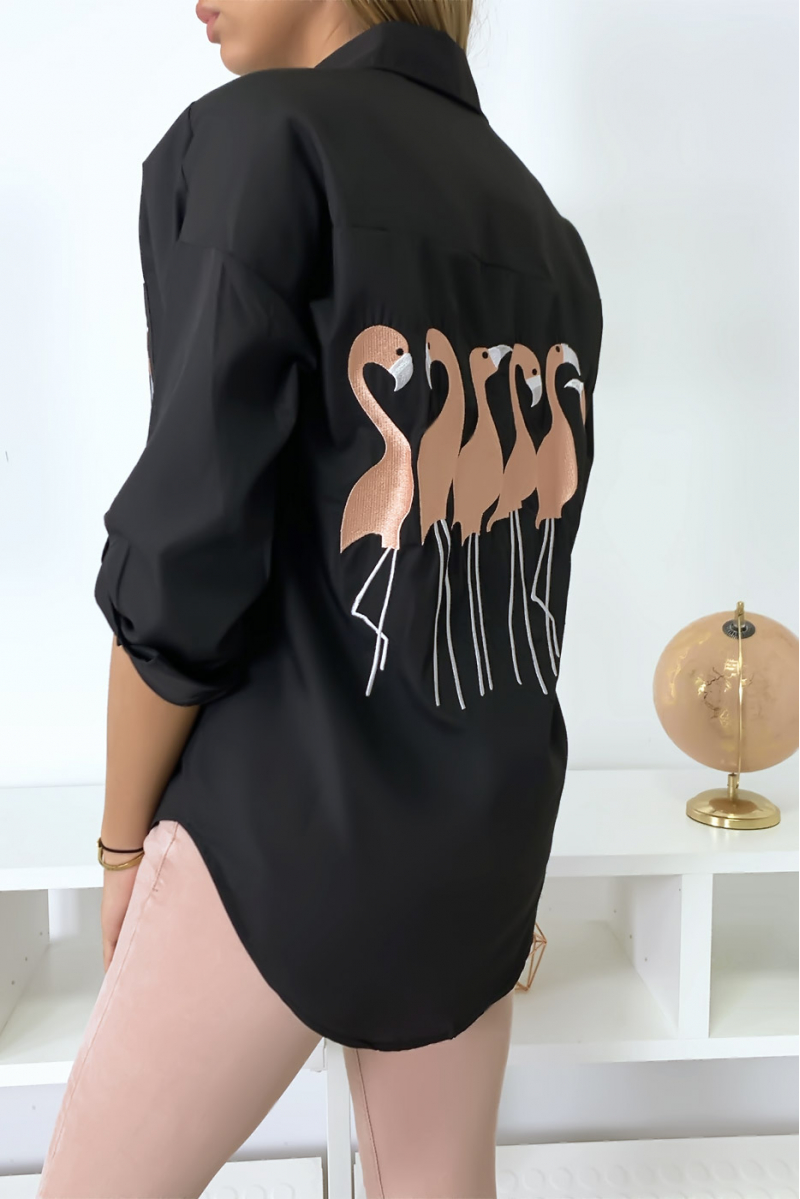 Chemise noir flamands roses Chemise noir flamands roses