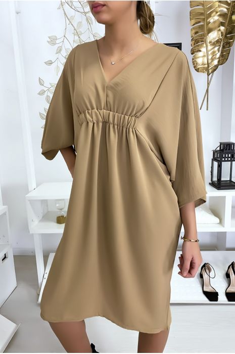 Classy camel jurk met korte mouwen