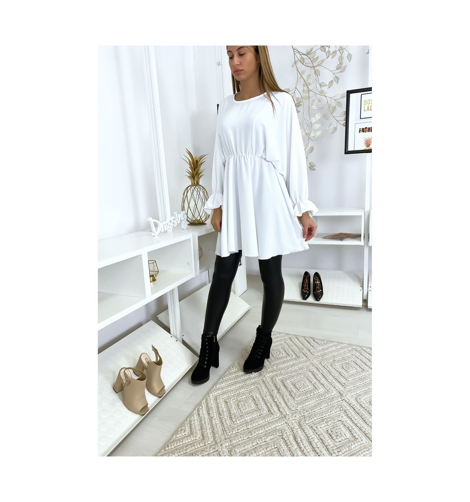 Tunique Blanche Femme A Manches Longues