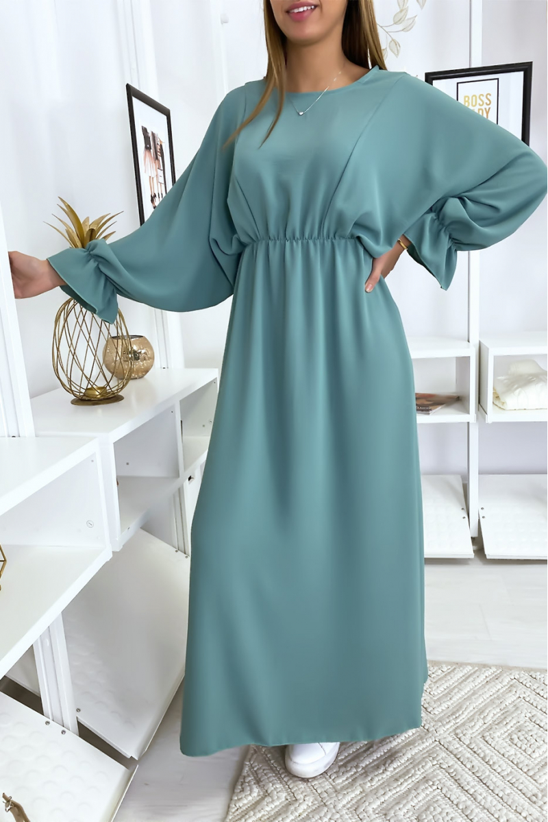 Robe femme longue turquoise à col rond Robe femme longue turquoise à col rond