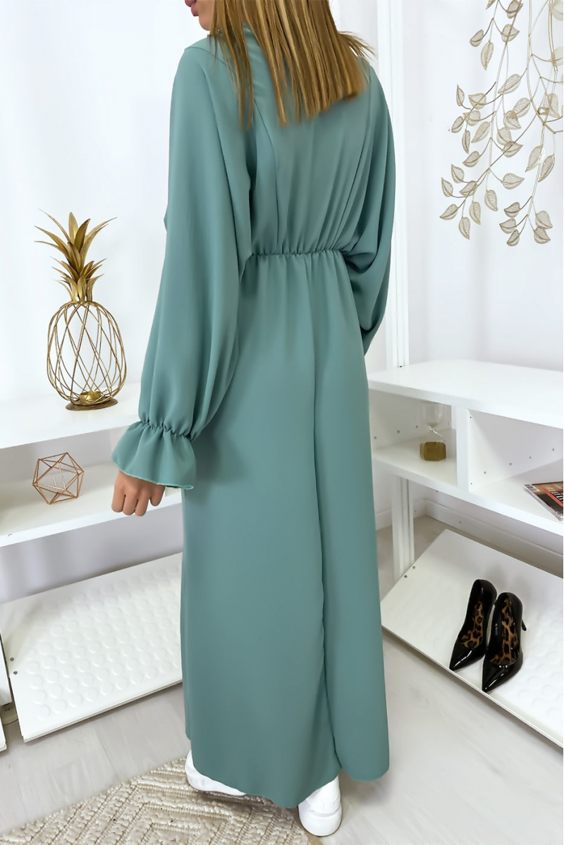 Robe femme longue turquoise à col rond Robe femme longue turquoise à col rond