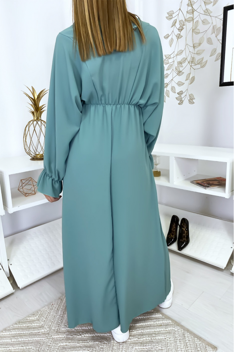 Robe femme longue turquoise à col rond Robe femme longue turquoise à col rond