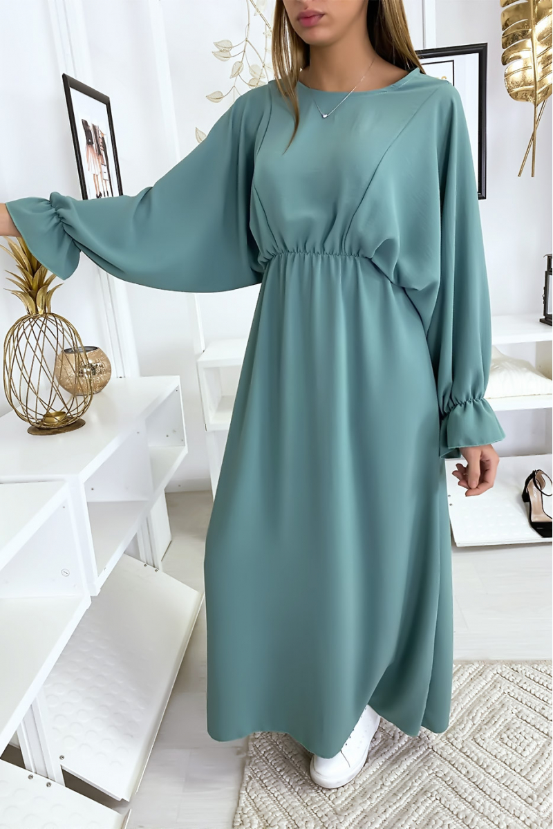 Robe femme longue turquoise à col rond Robe femme longue turquoise à col rond