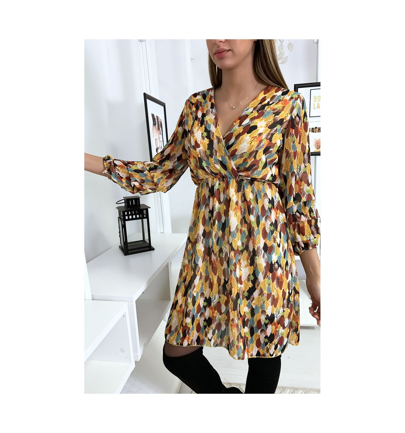feuille embroidered tunic dress