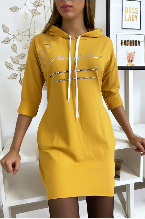 Mustard hoodie dress Clearance