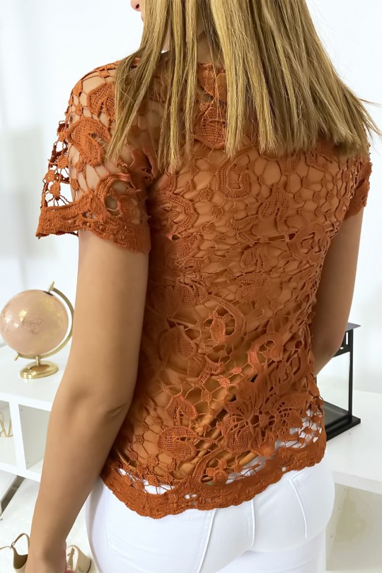 Haut en crochet cognac Haut en crochet cognac