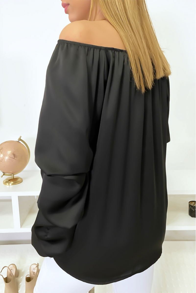 Haut bardot satinée noir Haut bardot satinée noir