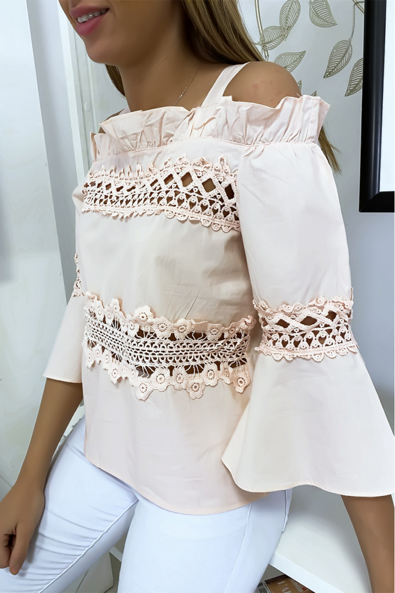 Haut blouse rose à crochets Haut blouse rose à crochets