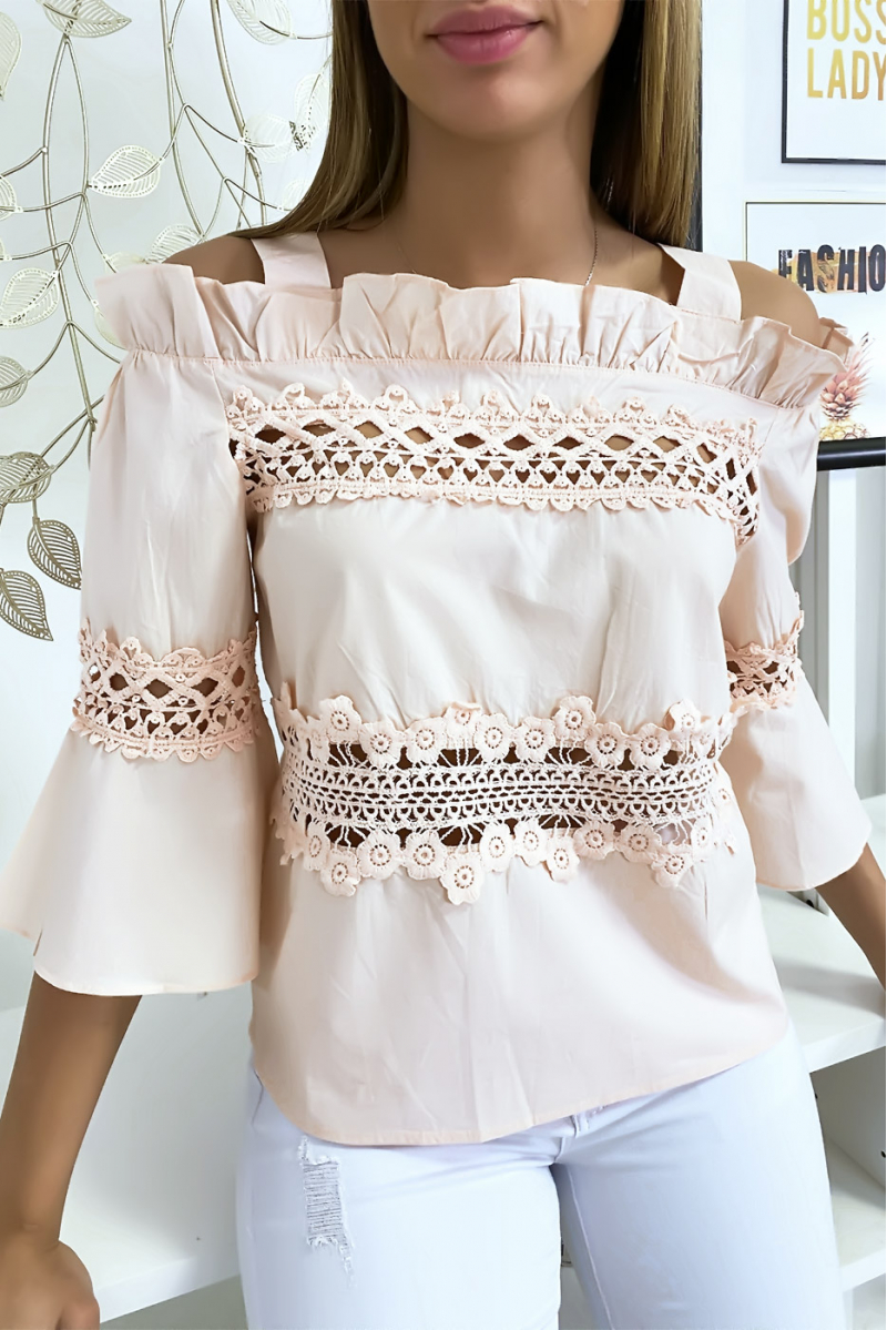Haut blouse rose à crochets Haut blouse rose à crochets