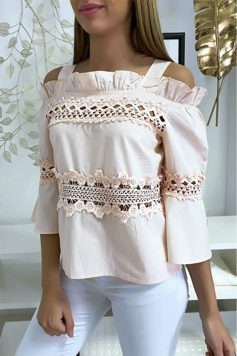 Haut blouse rose à crochets Haut blouse rose à crochets