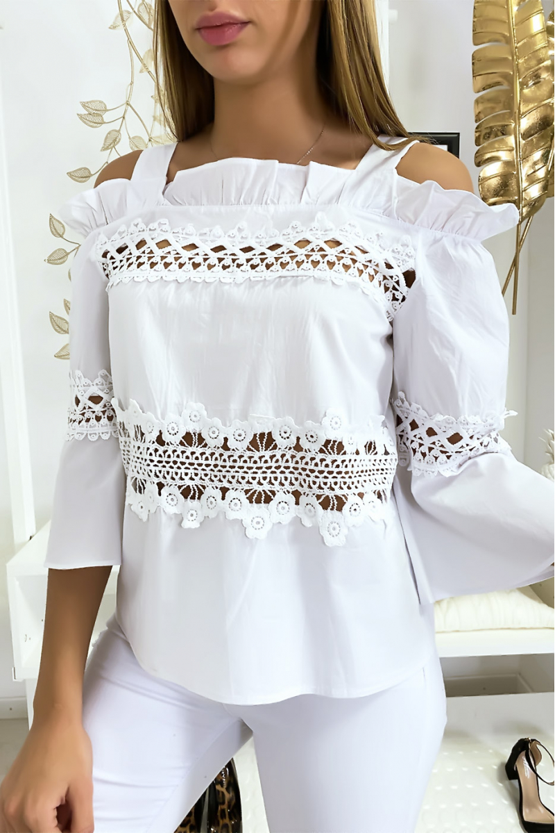 Haut blouse blanc à crochets Haut blouse blanc à crochets