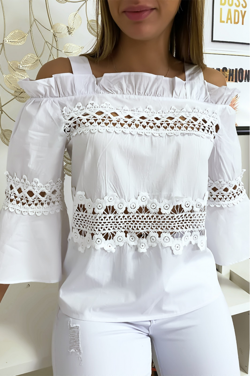 Haut blouse blanc à crochets Haut blouse blanc à crochets
