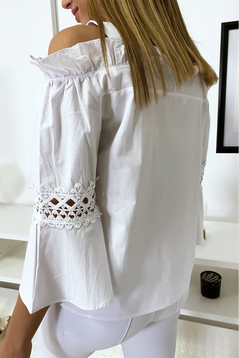 Haut blouse blanc à crochets Haut blouse blanc à crochets