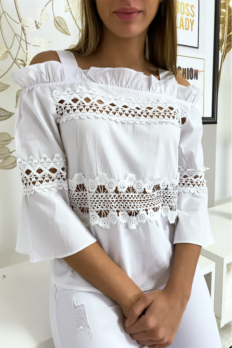Haut blouse blanc à crochets Haut blouse blanc à crochets