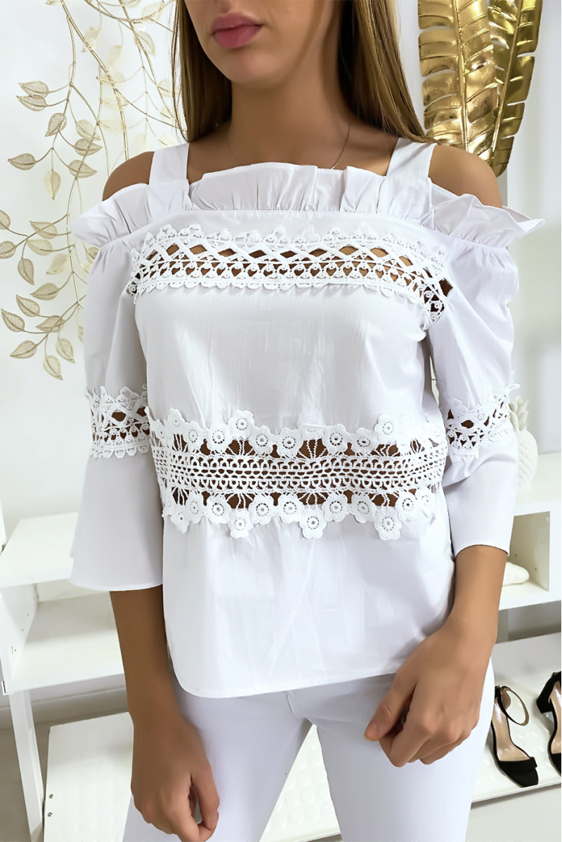 Haut blouse blanc à crochets Haut blouse blanc à crochets