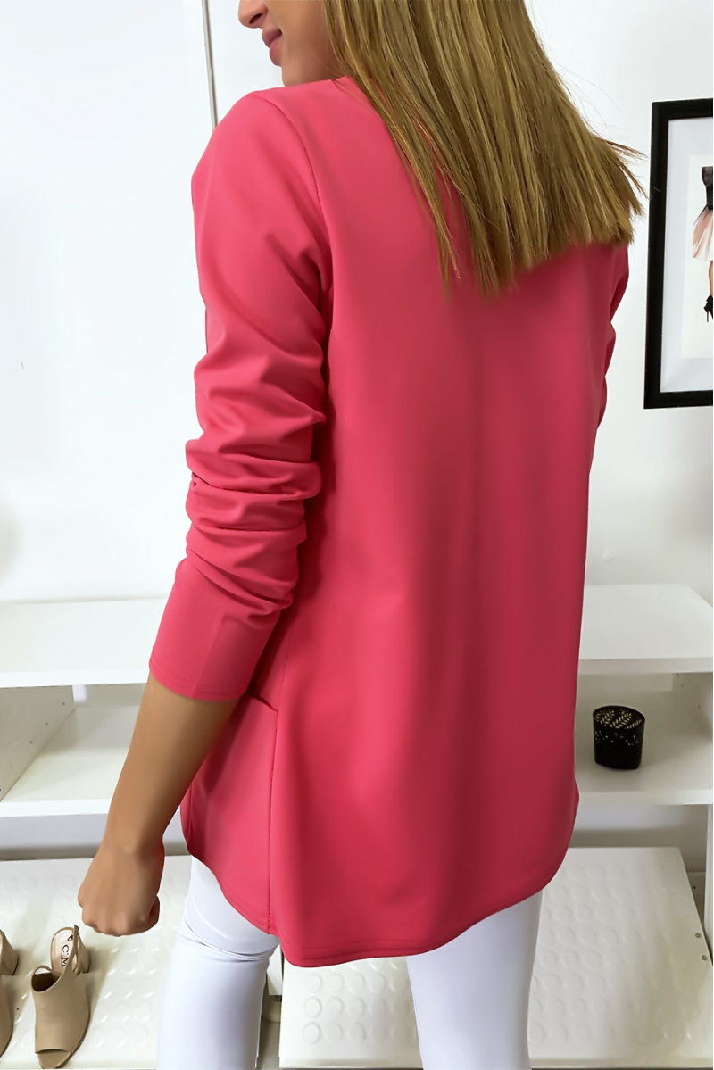 Veste Blazer fuchsia col châle avec poches. Blazer femme 1526 Veste Blazer fuchsia col châle avec poches. Blazer femme 1526