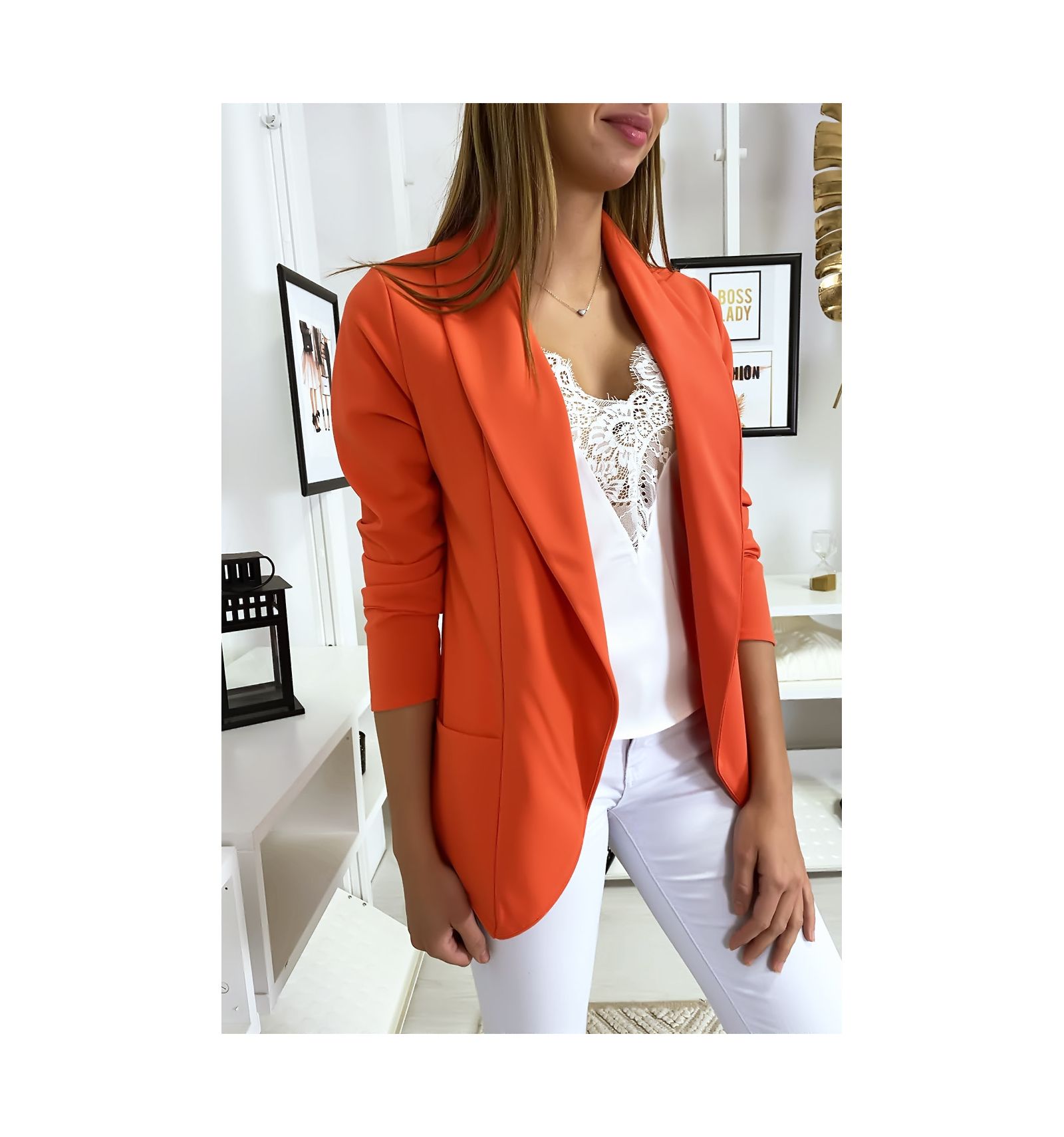 tailleur corail femme