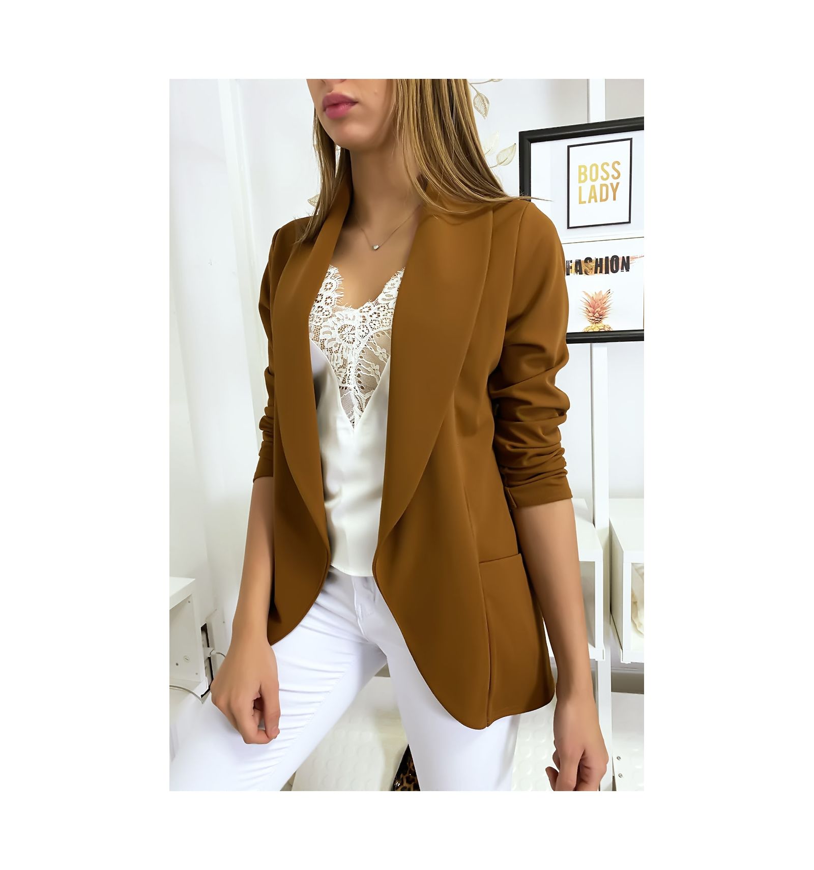 blazer femme camel