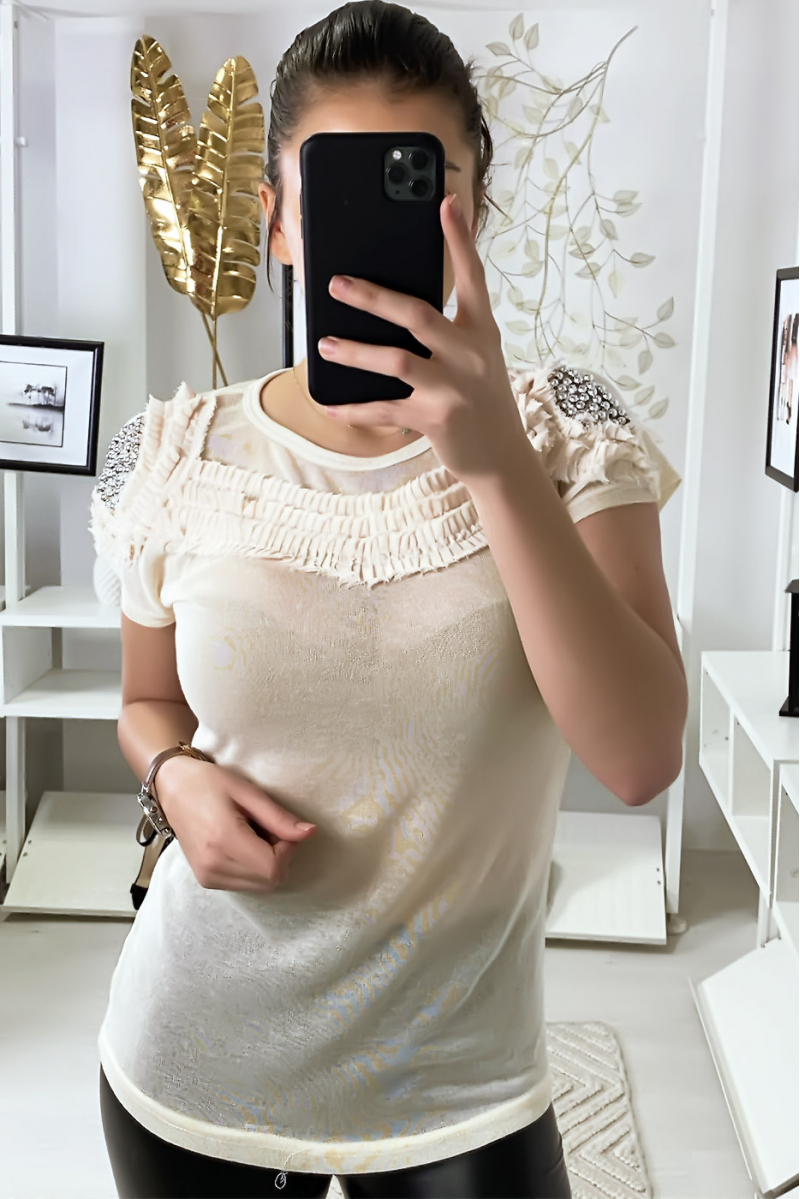 Top beige à détails sur épaules Top beige à détails sur épaules