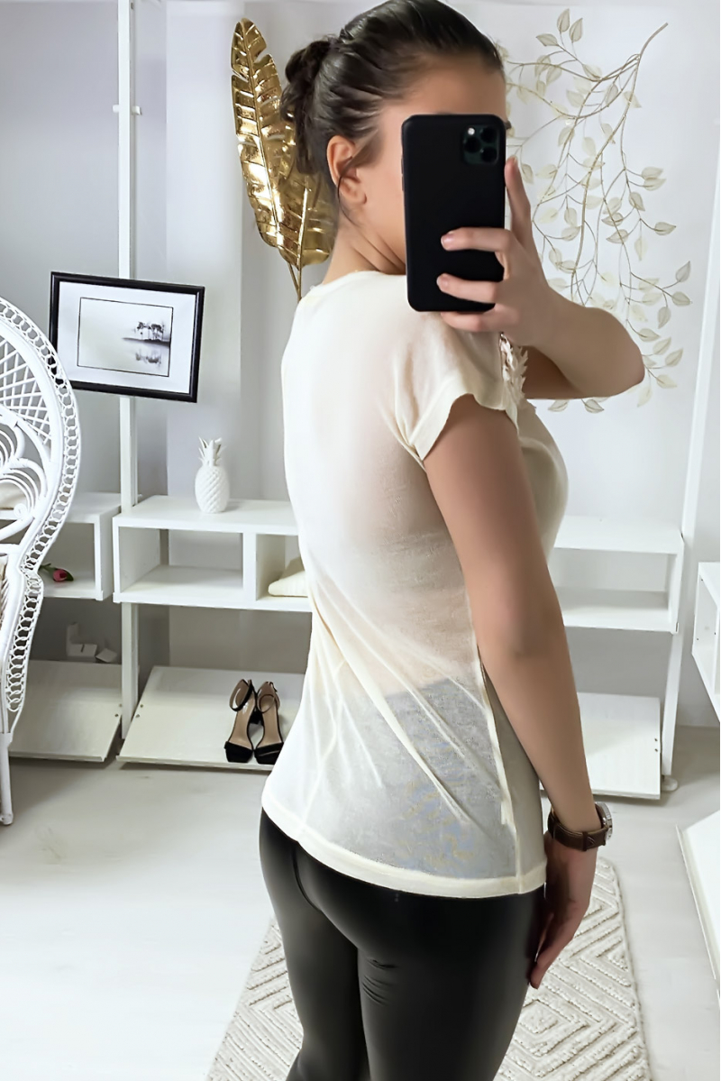 Top beige à détails sur épaules Top beige à détails sur épaules