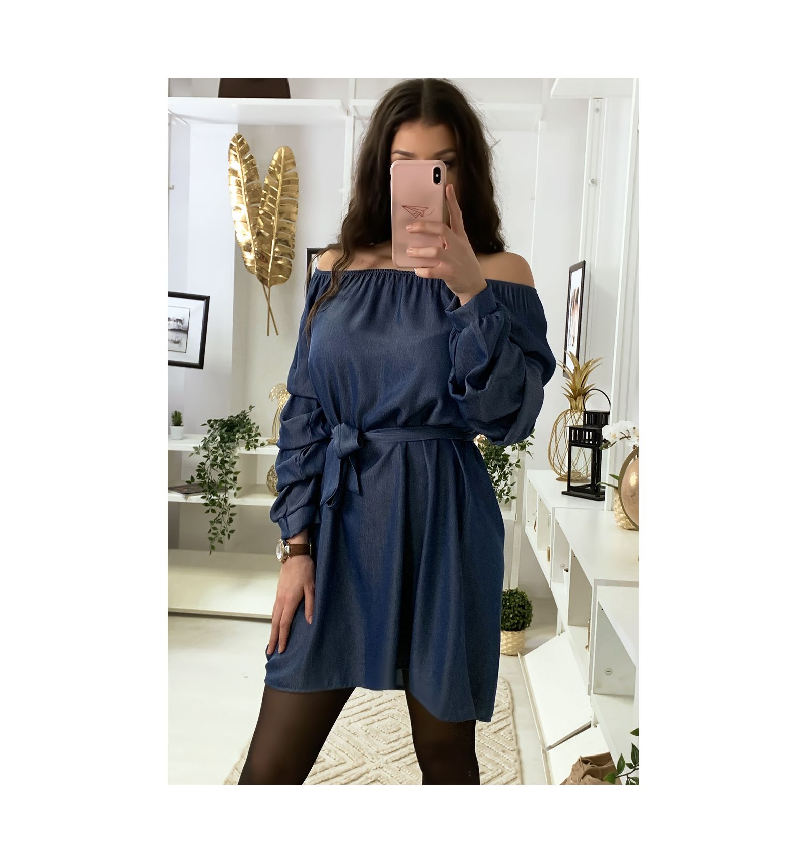 robe bleu marine col bateau