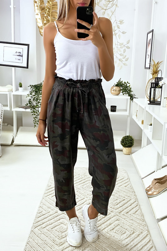 Kaki en zwarte katoenen militaire broek Kaki en zwarte katoenen militaire broek