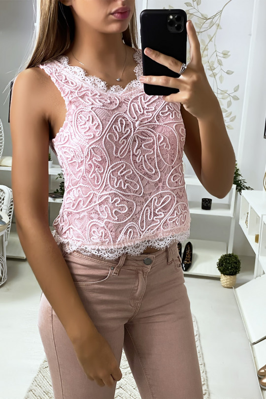 Débardeur en dentelle rose Débardeur en dentelle rose