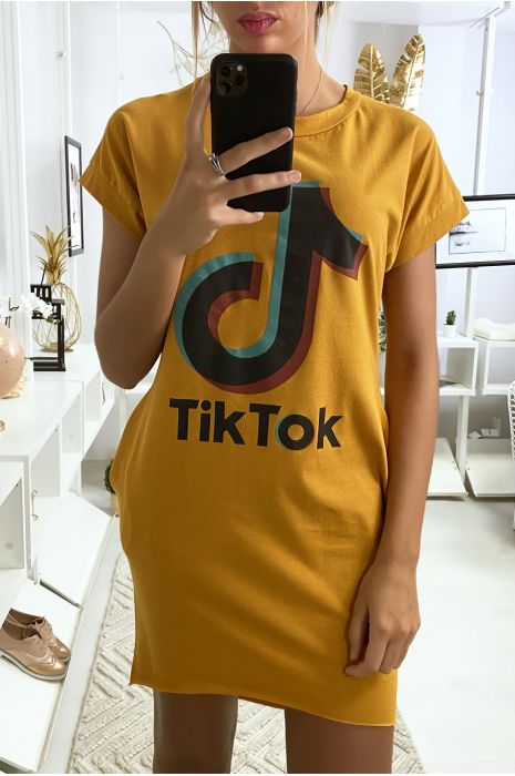 mustard t shirt dress